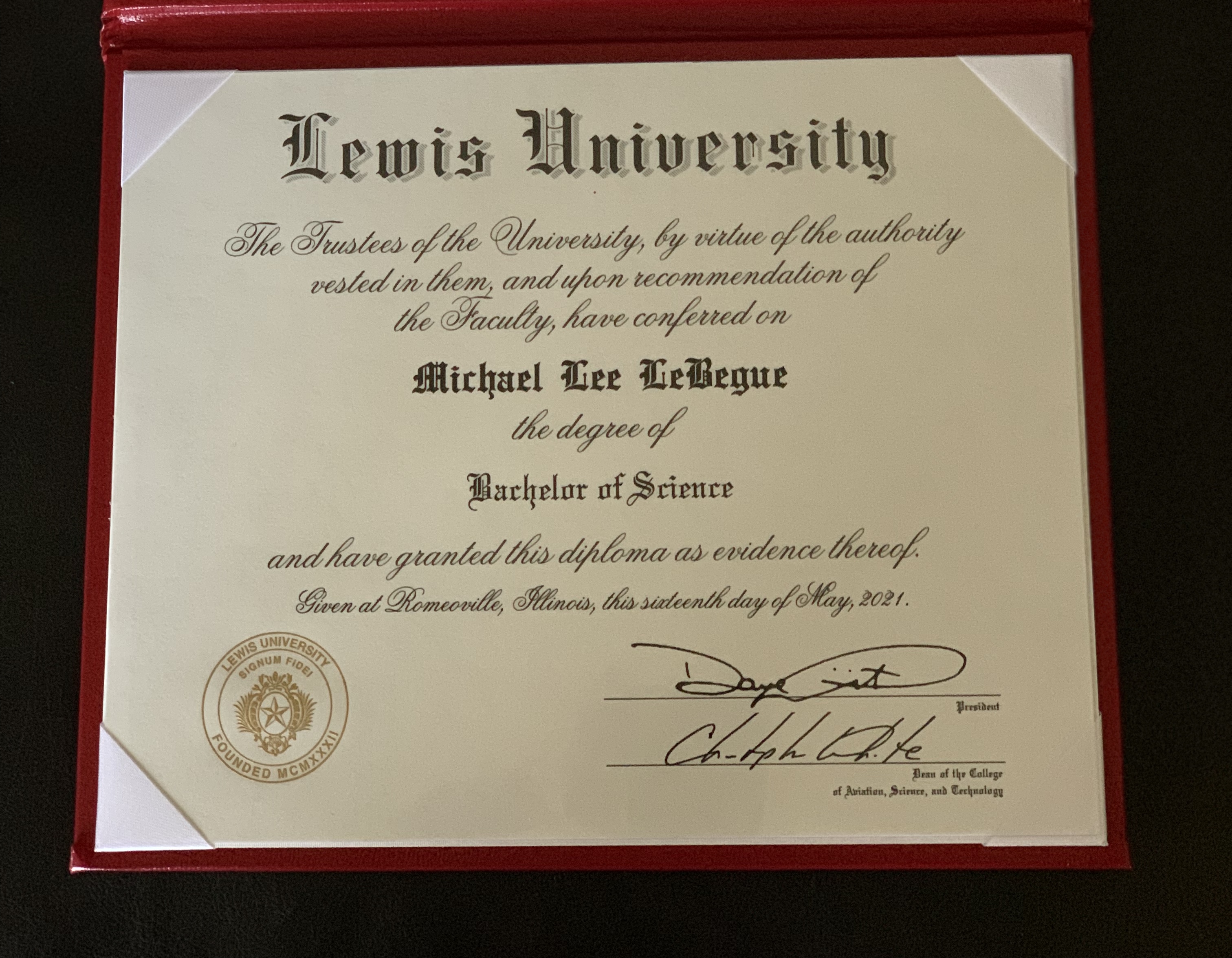 Lewis University Diploma